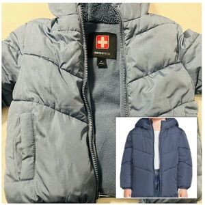 Swiss Tech Kids Boys 2T Light Blue Puffer Jacket Warm Cold Full Zip Winter